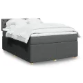 cadre de lit avec matelas Gris foncé 140x190cm Tissu