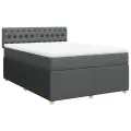 cadre de lit avec matelas Gris foncé 140x190cm Tissu