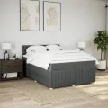 cadre de lit avec matelas Gris foncé 140x190cm Tissu