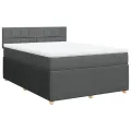cadre de lit avec matelas Gris foncé 140x190cm Tissu