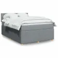 cadre de lit avec matelas Gris clair 140x200cm Tissu