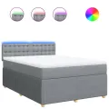 cadre de lit avec matelas Gris clair 140x200cm Tissu