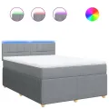 cadre de lit avec matelas Gris clair 140x200cm Tissu