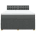 cadre de lit avec matelas Gris foncé 140x190cm Tissu