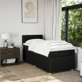 cadre de lit et matelas Noir 80x200 cm Tissu