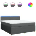 cadre de lit avec matelas Gris foncé 180x200cm Tissu