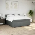 cadre de lit avec matelas Gris foncé 180x200cm Tissu