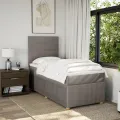 cadre de lit avec matelas Taupe 90x200 cm Tissu