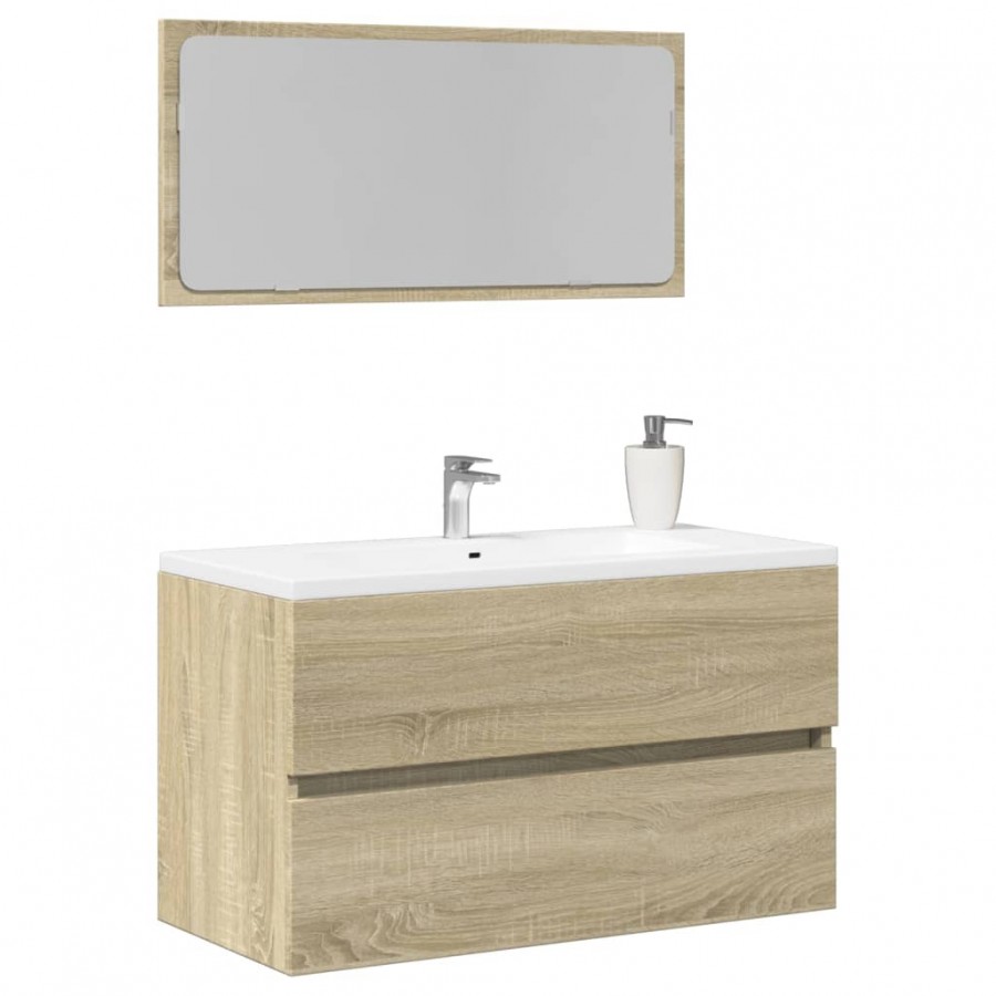 Meuble de salle de bain avec miroir chêne sonoma 80x38,5x45 cm