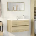 Meuble de salle de bain avec miroir chêne sonoma 80x38,5x45 cm