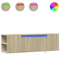 Meuble TV mural avec lumières LED chêne sonoma 135x31x39,5 cm