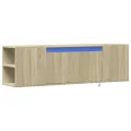 Meuble TV mural avec lumières LED chêne sonoma 135x31x39,5 cm