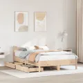 Cadre de lit avec tiroirs 140x190 cm bois de pin massif