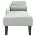 Chaise longue avec coussins gris clair velours