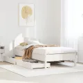 Cadre de lit sans matelas blanc 75x190 cm bois de pin massif