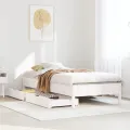 Cadre de lit sans matelas blanc 75x190 cm bois de pin massif