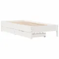 Cadre de lit sans matelas blanc 75x190 cm bois de pin massif