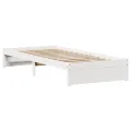 Cadre de lit sans matelas blanc 75x190 cm bois de pin massif