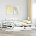 Lit de jour avec gigogne et tiroirs sans matelas blanc 90x200cm