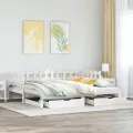 Lit de jour avec gigogne et tiroirs sans matelas blanc 80x200cm