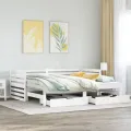 Lit de jour et tiroirs sans matelas blanc 90x200 cm bois massif