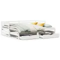 Lit de jour et tiroirs sans matelas blanc 90x200 cm bois massif