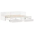 Lit de jour et tiroirs sans matelas blanc 90x200 cm bois massif