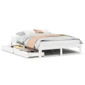 Cadre de lit avec tiroirs sans matelas blanc 140x190 cm