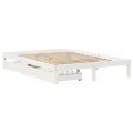 Cadre de lit avec tiroirs sans matelas blanc 140x190 cm