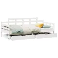 Lit de jour et tiroirs sans matelas blanc 90x200 cm bois massif