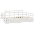 Lit de jour et tiroirs sans matelas blanc 90x200 cm bois massif