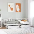 Lit de jour et tiroirs sans matelas blanc 90x200 cm bois massif