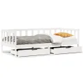 Lit de jour et tiroirs sans matelas blanc 90x200 cm bois massif