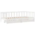 Lit de jour et tiroirs sans matelas blanc 90x200 cm bois massif