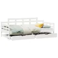 Lit de jour et tiroirs sans matelas blanc 80x200 cm bois massif