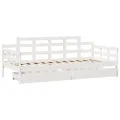 Lit de jour et tiroirs sans matelas blanc 80x200 cm bois massif