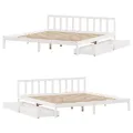 Cadre de lit sans matelas blanc 200x200 cm bois massif de pin