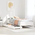Cadre de lit sans matelas blanc 100x200 cm bois de pin massif
