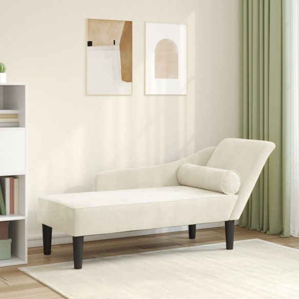 Chaise longue avec coussins crème velours