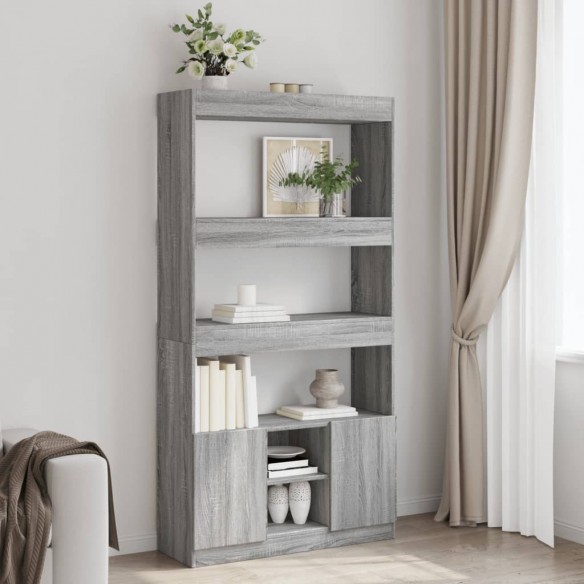 Buffet haut sonoma gris 92x33x180 cm bois d'ingénierie