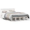 Cadre de lit sans matelas blanc 160x200 cm bois de pin massif