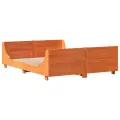 Cadre de lit sans matelas cire marron 140x200cm bois pin massif