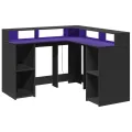 Bureau avec lumières LED noir 130x130x91 cm bois d'ingénierie