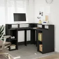 Bureau avec lumières LED noir 130x130x91 cm bois d'ingénierie