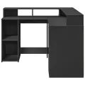 Bureau avec lumières LED noir 130x130x91 cm bois d'ingénierie