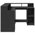 Bureau avec lumières LED noir 130x130x91 cm bois d'ingénierie