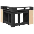 Bureau avec lumières LED noir 130x130x91 cm bois d'ingénierie