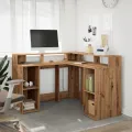 Bureau avec lumières LED chêne artisanal bois d'ingénierie