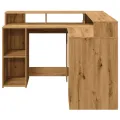 Bureau avec lumières LED chêne artisanal bois d'ingénierie