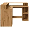 Bureau avec lumières LED chêne artisanal bois d'ingénierie